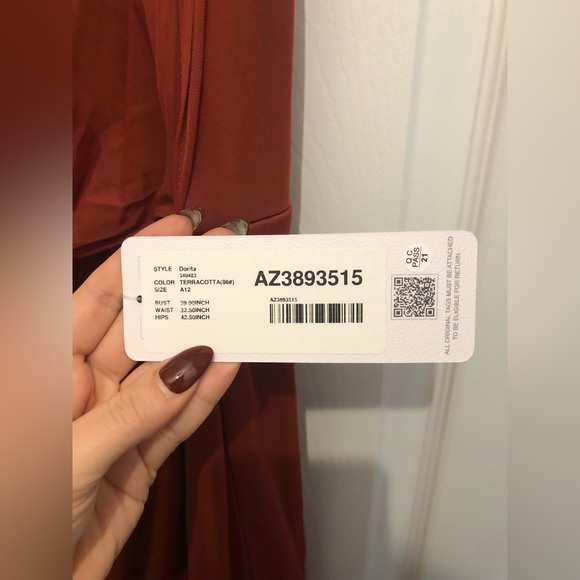 Azazie Bridesmaid or Wedding Guest dress - “Dorita” in Terracotta - size 12 - Picture 6 of 7